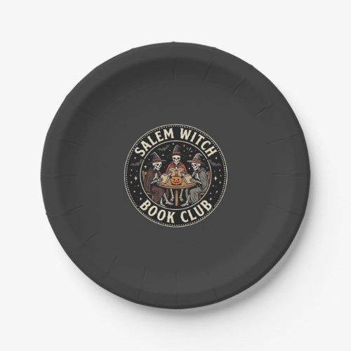 Salem Witch Book Club Halloween Skeleton Design_1 Paper Plates