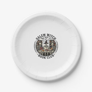 Salem Witch Book Club Vintage Skeleton Halloween S Paper Plates