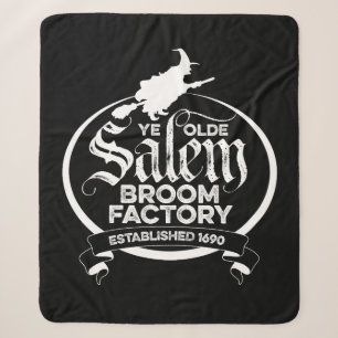 Salem Witch Broom Factory – funny vintage gothic Sherpa Blanket