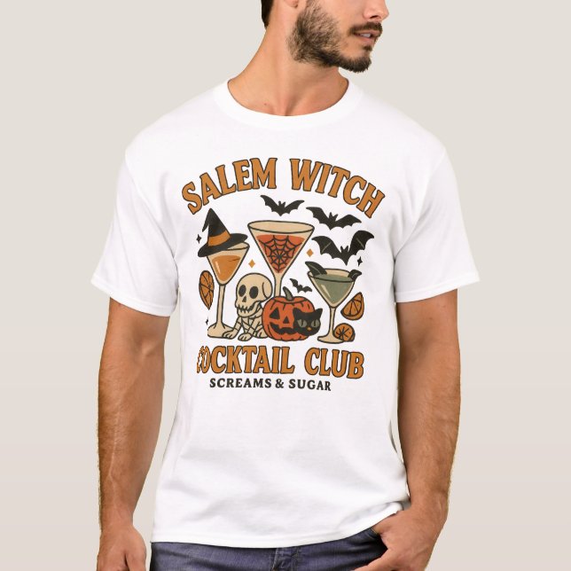 Salem Witch Cocktail Club Scream & Sugar Halloween T-Shirt (Front)