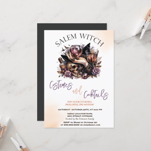 Salem Witch Costumes  Cocktail Halloween Invitation