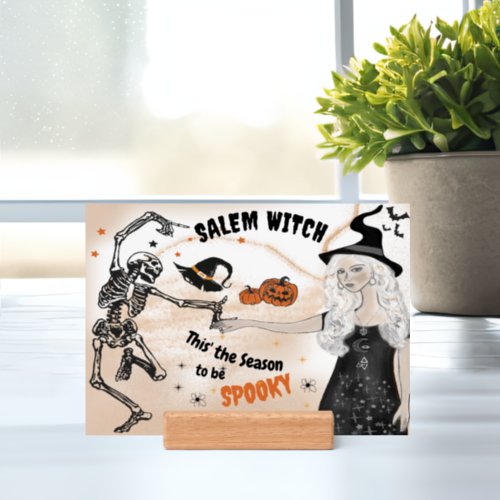 Salem Witch Dancing Skeleton Halloween Holder