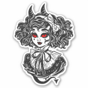 Salem Witch Illustration Art Sticker