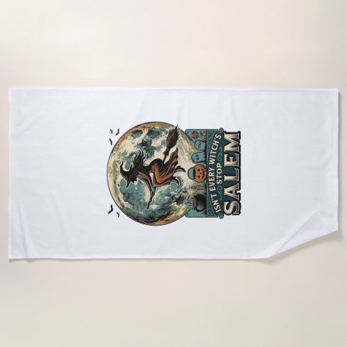 Salem Witch Shirt Vintage Engraving Spooky Humor D Beach Towel