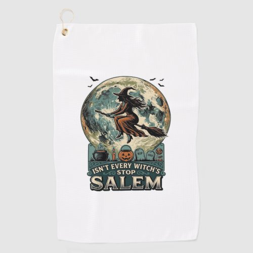 Salem Witch Shirt Vintage Engraving Spooky Humor D Golf Towel