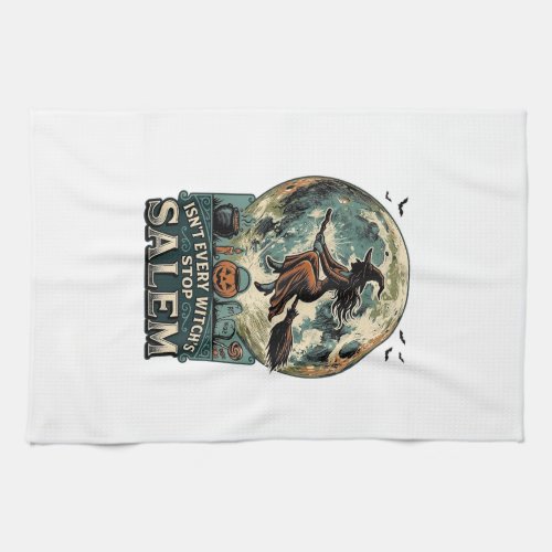 Salem Witch Shirt Vintage Engraving Spooky Humor D Kitchen Towel