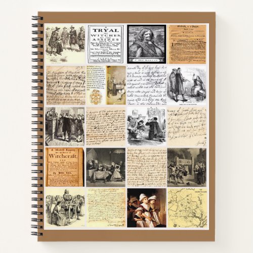 Salem Witch Trials letters documents collage art Notebook