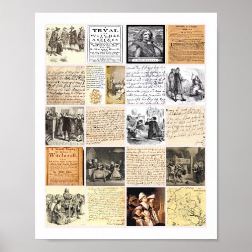 Salem Witch Trials letters documents collage art Poster