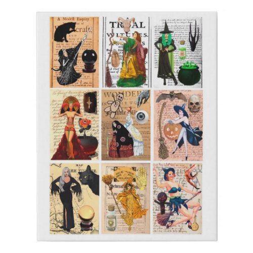 Salem Witch Trials pinup girl collage art   Faux Canvas Print