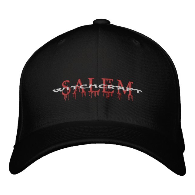Salem Witchcraft Bloody Magic Embroidered Baseball Hat (Front)