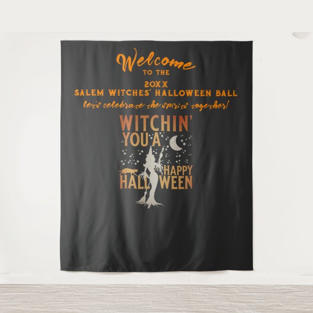 Salem Witches' Halloween Ball Oranj Photo Backdrop (Front)