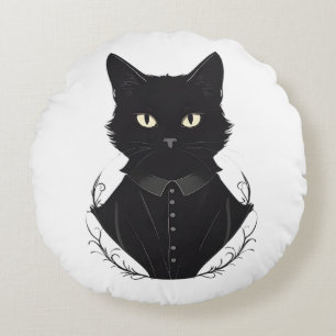 Salem's Enchanted Black Cat Round Pillow