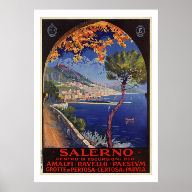 Salerno Italy vintage summer travel ad Poster (Front)