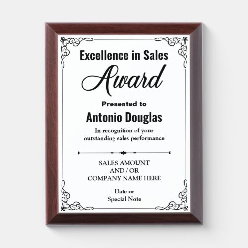 Sales Award Custom Gift for Excellence in Sales