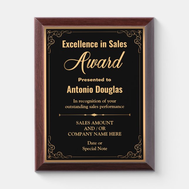 Sales Award for Excellence in Sales Gold and black (Vertical)