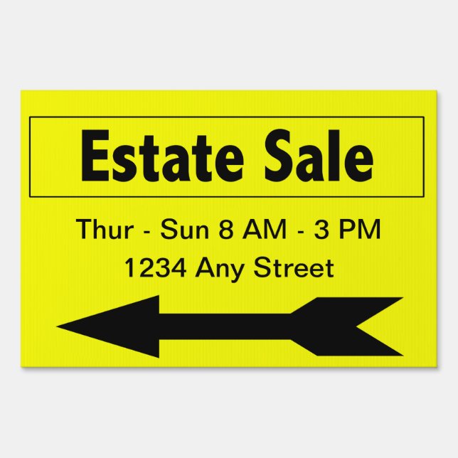 Sales Booster Estate Sale Yard Sign (Back)