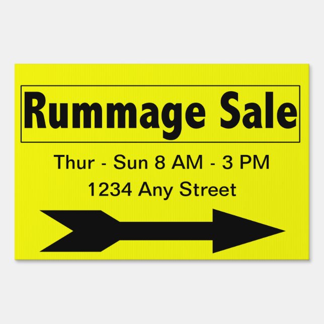 Sales Booster Rummage Sale Yard Sign (Back)