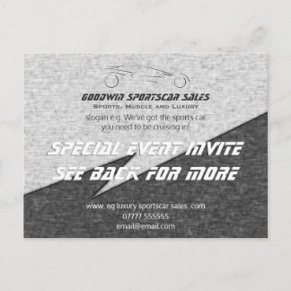 Sales Event Invite - metal effect, sportscar logo