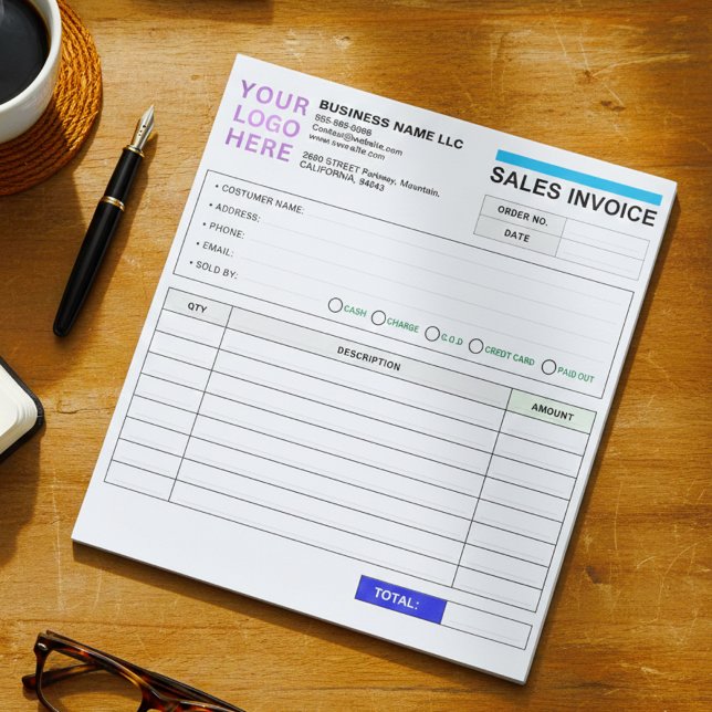 Sales Invoice Booklet (Name & Logo) Personalized  Notepad (Sales Invoice Booklet (Company Name & Logo) Personalized Order Form Notepad)