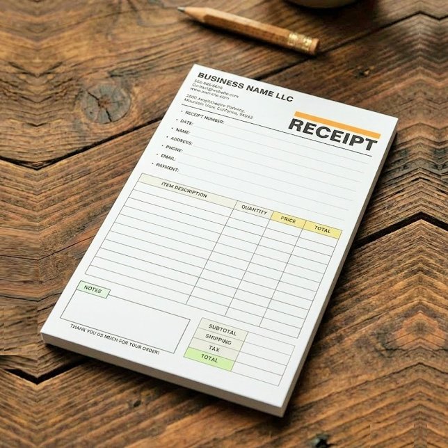 Sales Invoice Receipt Pad | Business Order Form Post-it Notes (payment receipt template)