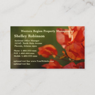 Sales or Administrative Poppy Colored Flowers on G Business Card