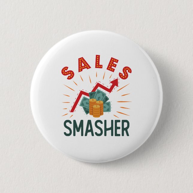 Sales Smasher Salesman Salesmen Representative Button (Front)