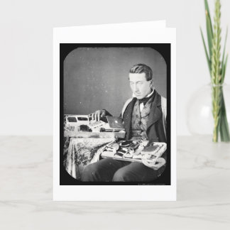 Salesman Displaying His Wares Daguerreotype 1852 Card