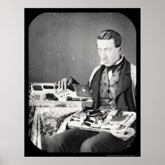 Salesman Displaying His Wares Daguerreotype 1852 Poster