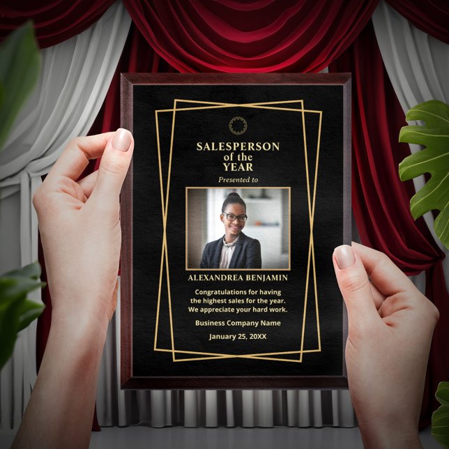 Salesperson Photo Business Company Gold Black  Award Plaque (Salesperson Photo Business Company Gold Black Award Plaque to give to a deserving employee. )