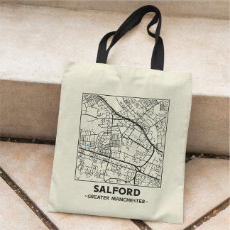 Salford, Greater Manchester City Map Tote Bag