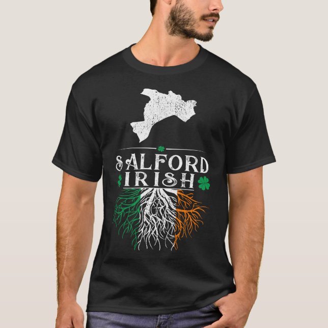 Salford UK City Irish Roots St Patrick Day T-Shirt (Front)