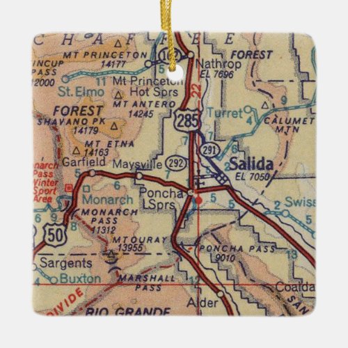 Salida CO Vintage Map Ceramic Ornament