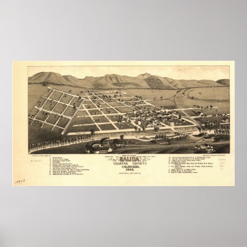 Salida Colorado 1882 Panoramic Map Poster