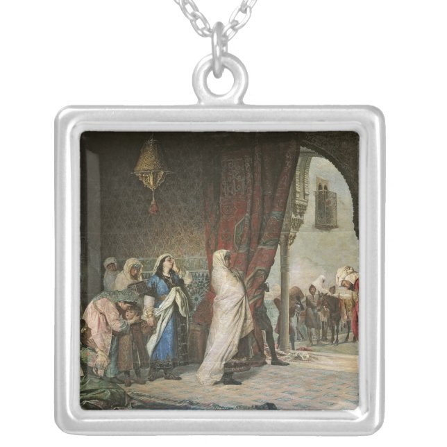 Salida del Boabdil, at the Alhambra Silver Plated Necklace (Front)