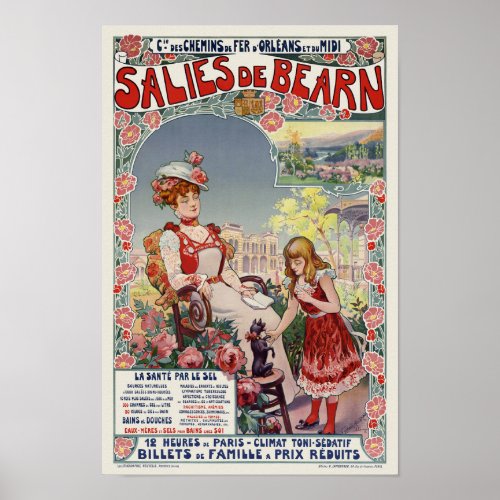 Salies de Bearn France Vintage Poster 1900