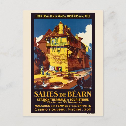 Salies_de_Barn France Vintage Poster 1931 Postcard