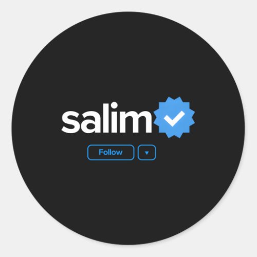Salim First Name Verified Badge Social Media Salim Classic Round Sticker