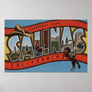 Salinas, California - Large Letter Scenes - Rode Poster