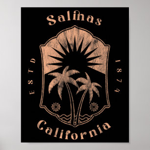 Salinas California Retro Surfer Vintage Beach Poster