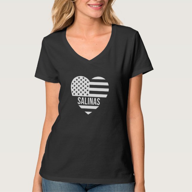 Salinas USA Flag America City Hometown Vacation Am T-Shirt (Front)