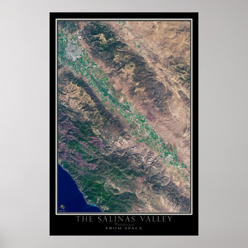 Salinas Valley California Satellite Poster Map