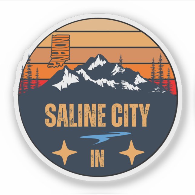 Saline City, Indiana Sticker (Front)