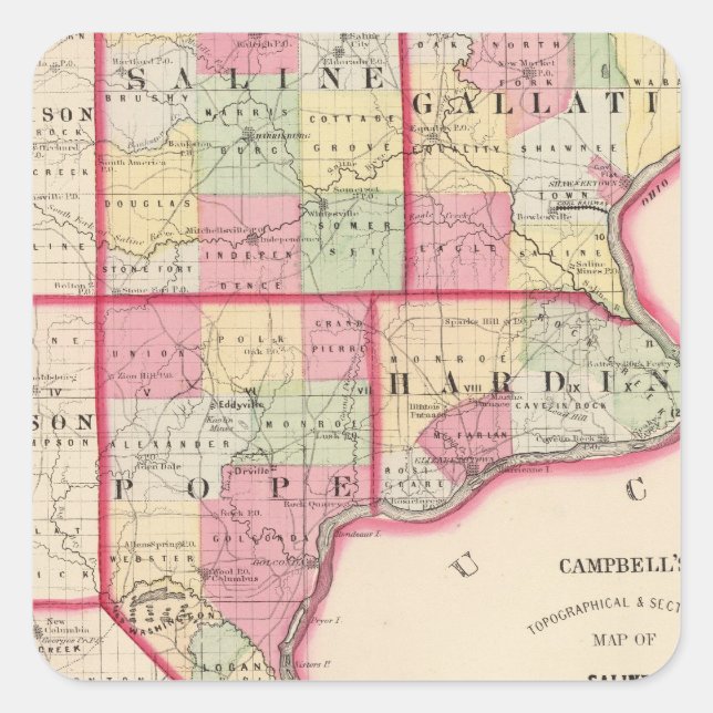 Saline, Gallatin, Hardin, Pope counties Square Sticker (Front)