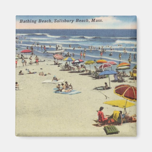Salisbury Beach, Mass - Vintage Beach Scene Magnet (Front)