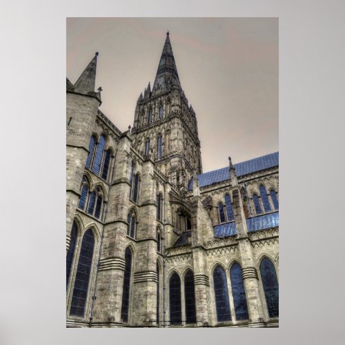 Salisbury Cathedral  Spire Wiltshire England Poster