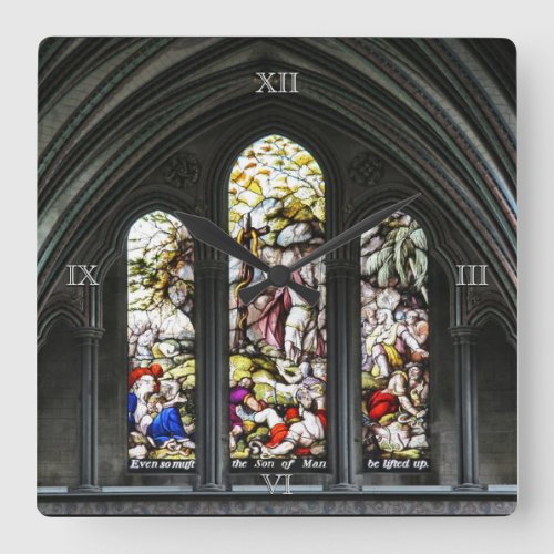 Salisbury Cathedral Stained Glass Window Square Wall Clock