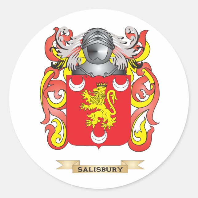 Salisbury Coat of Arms (Family Crest) Classic Round Sticker (Front)