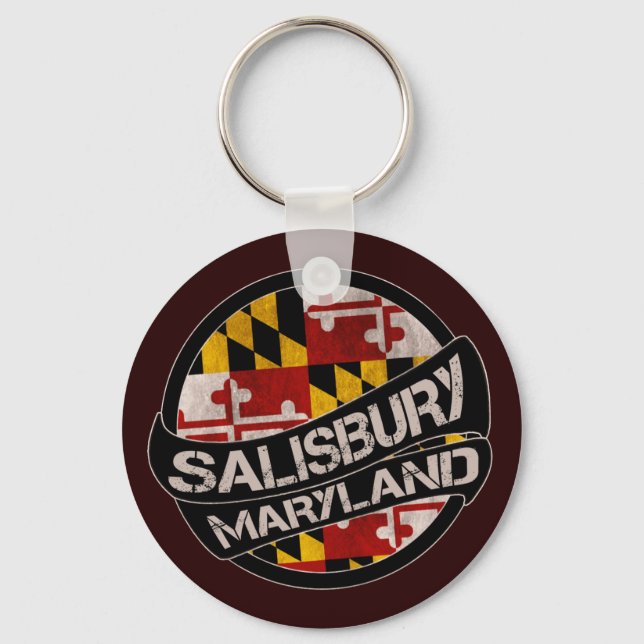 Salisbury Maryland flag grunge keychain (Front)