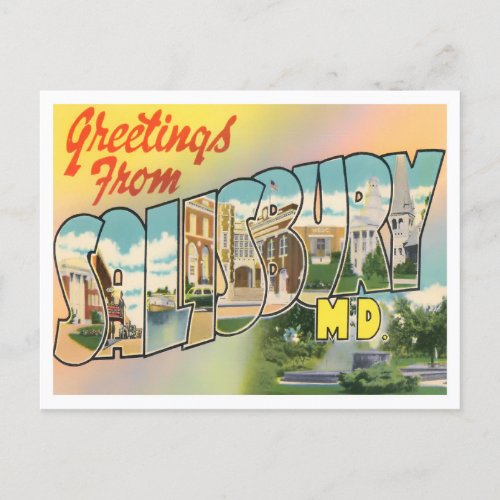Salisbury Maryland Vintage Big Letters Postcard