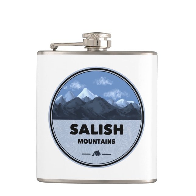 Salish Mountains Montana Camping Flask (Front)